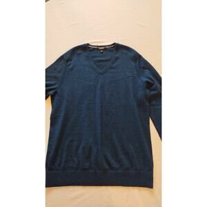 Express Solid Merino Wool V-neck Men sweater 
Casual long sleeves size Large